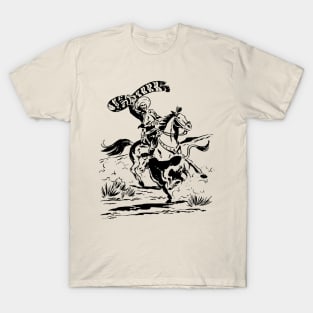 No Background Ink Black Rodeo Western Retro Comic T-Shirt